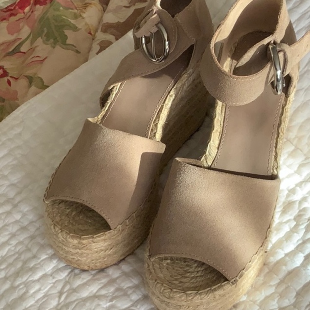 Marc Fisher Tan Espadrille Platform Sandals